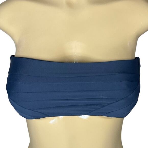 Mikoh Swimear Laniakea Banded Bandeau Strapless Bikini Top Gray SZ Small - Picture 1 of 7